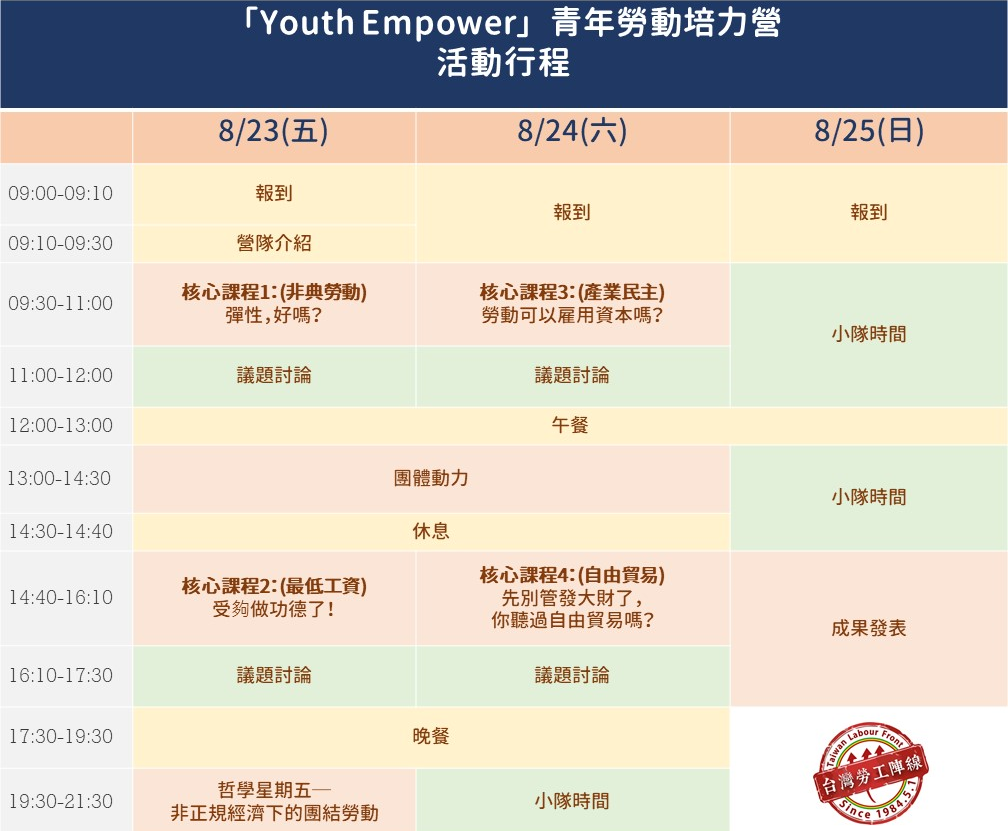 2019Youth Empower 行程表